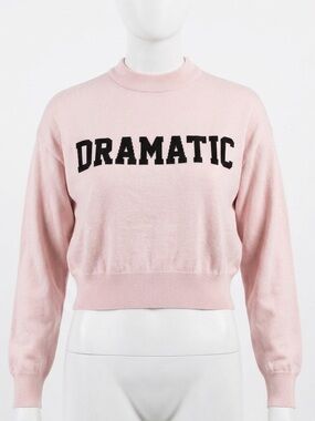 Streetwear Society "DRAMATIC" Light Pink Knit Cropped Sweater Mock Neck Size XL